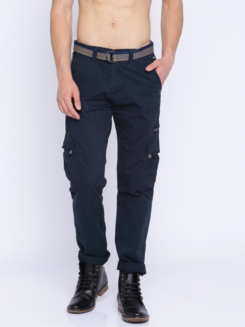 

Sports52 wear Men Navy Blue Regular Fit Solid Cargos