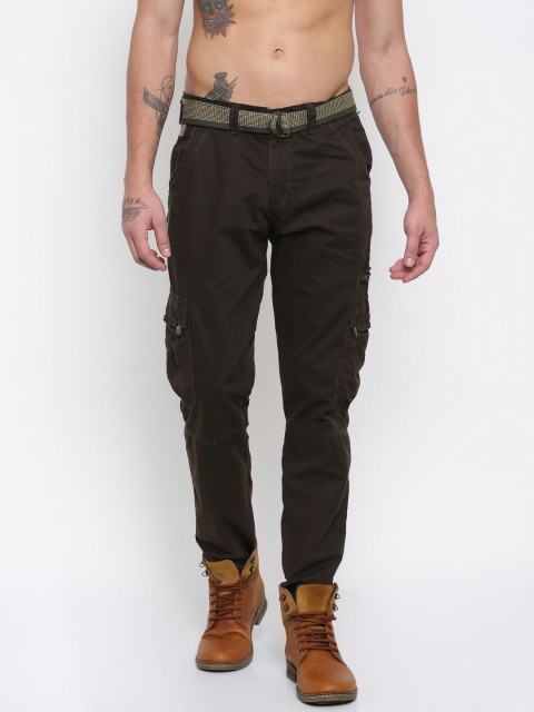 

Sports52 wear Men Olive Green Regular Fit Solid Cargos