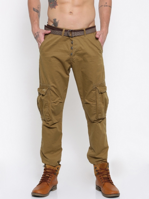 

Sports52 wear Men Khaki Carrot Slim Fit Solid Cargos