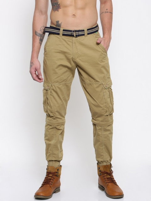 

Sports52 wear Men Khaki Regular Fit Solid Detachable Cargos