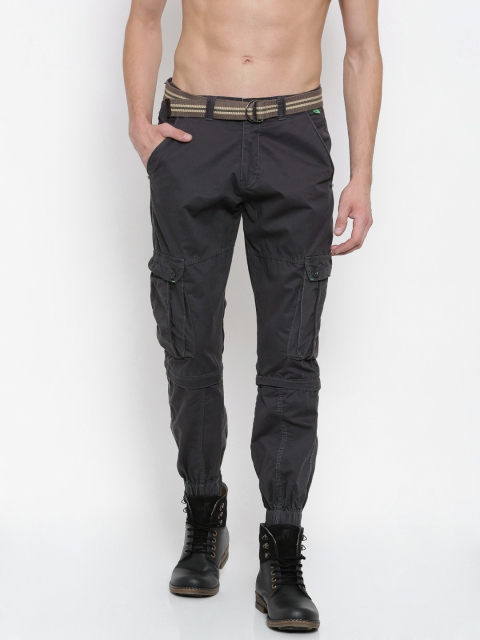 

Sports52 wear Men Charcoal Grey Regular Fit Solid Convertible Cargos