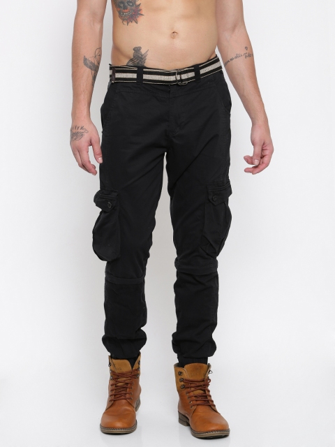 

Sports52 wear Men Black Carrot Slim Fit Solid Detachable Cargos