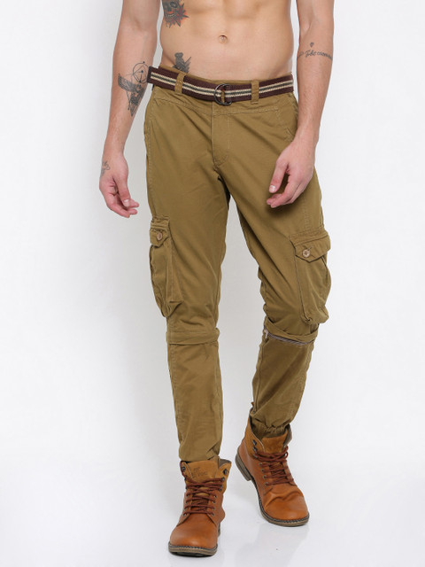 

Sports52 wear Men Khaki Carrot Slim Fit Solid Cargos