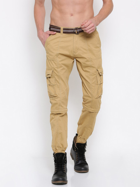 

Sports52 wear Men Beige Carrot Slim Fit Convertible Cargos