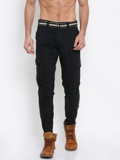 

Sports52 wear Men Black Carrot Slim Fit Solid Cargos