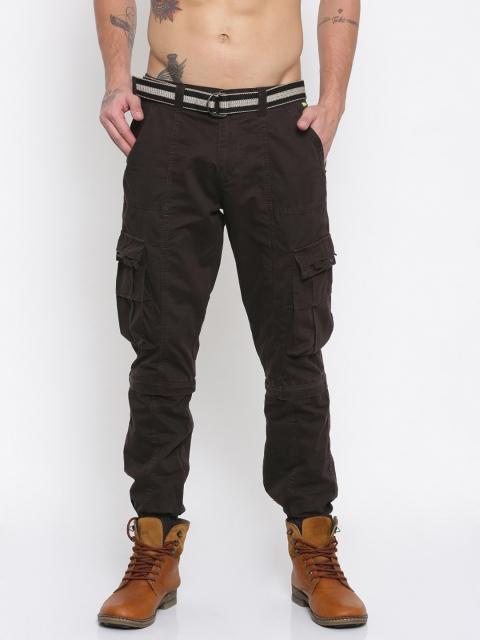 

Sports52 wear Men Brown Carrot Slim Fit Solid Detachable Cargos