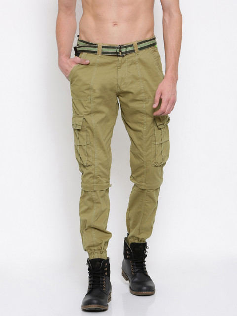 

Sports52 wear Men Khaki Regular Fit Solid Detachable Cargos