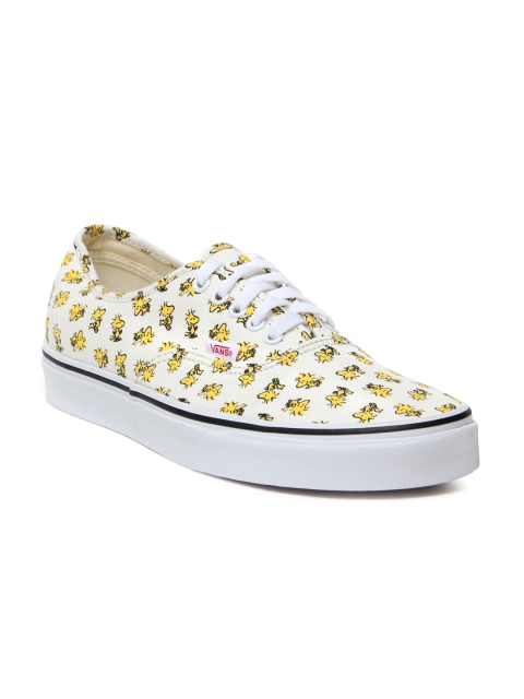 

Vans Unisex Off-White & Yellow Authentic Printed Sneakers