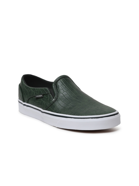 

Vans Women Green Asher Textured Slip-On Sneakers