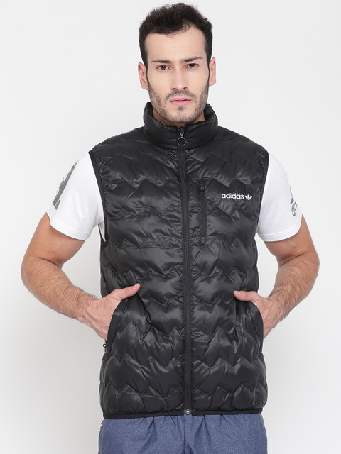 

ADIDAS Originals Men Black SERRATED Solid Quilted Vest Jacket