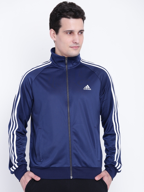 

ADIDAS Men Navy Blue Solid Essentials 3 Stripes Track TRI Sporty Jacket