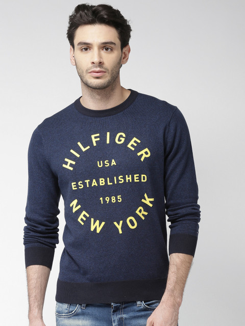 

Tommy Hilfiger Men Navy Blue Printed Pullover