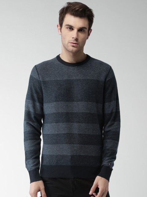 

Tommy Hilfiger Men Navy Striped Pullover, Navy blue