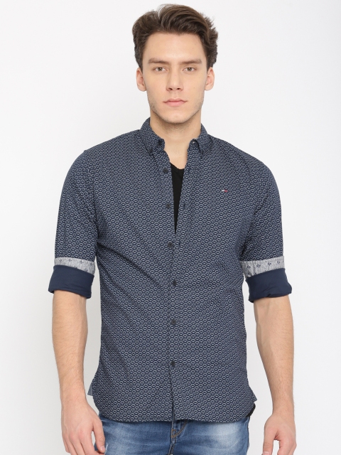 

Tommy Hilfiger Men Navy Blue Slim Fit Printed Casual Shirt