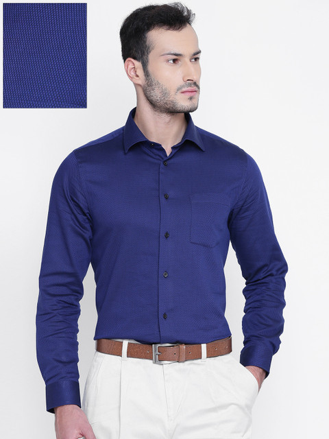 

Blackberrys Men Blue Slim Fit Self Design Formal Shirt