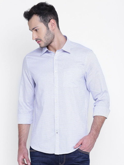 

Blackberrys Men White & Lavender Slim Fit Self-Design Casual Shirt