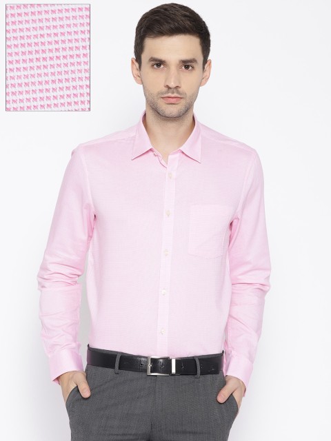 

Blackberrys Men Pink Slim Fit Self-Design Formal Shirt