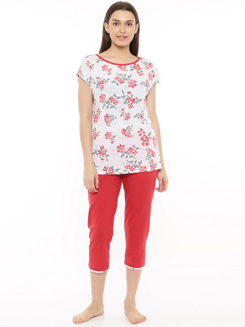 

Mystere Paris Red & White Printed Lounge Set H218B