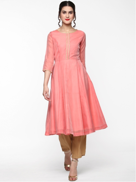 

SASSAFRAS Women Peach-Coloured Solid Anarkali Kurta