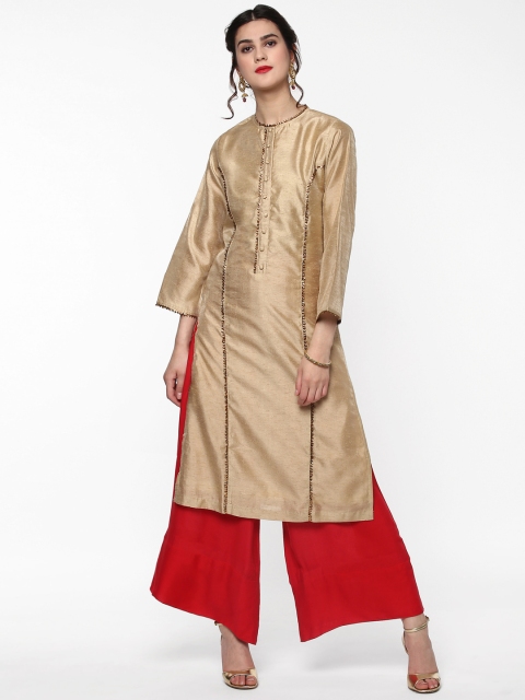 

SASSAFRAS Women Beige Solid Straight Kurta
