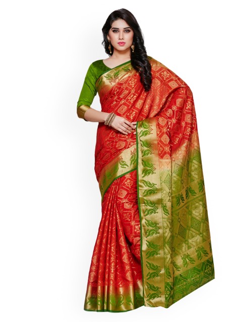 

MIMOSA Red Art Silk Woven Design Tussar Saree