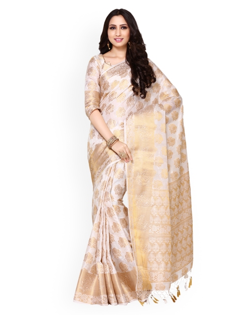 

MIMOSA Beige Art Silk Woven Design Kanjeevaram Saree