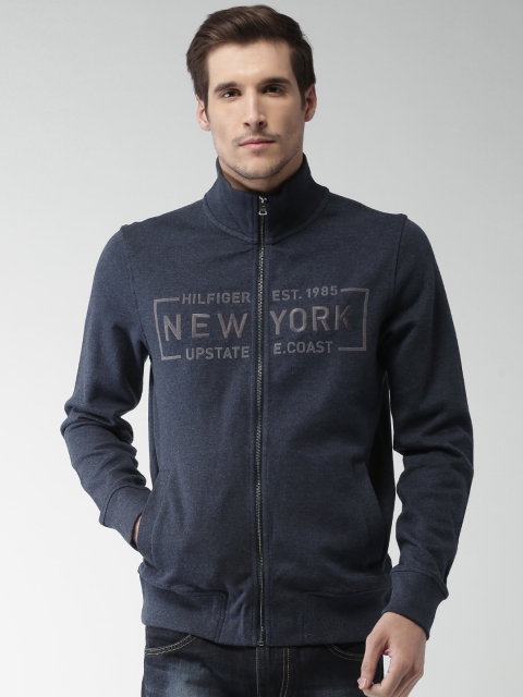 

Tommy Hilfiger Men Navy Blue Self Design Sweatshirt