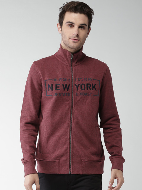 

Tommy Hilfiger Men Burgundy Self Design Sweatshirt