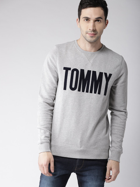 

Tommy Hilfiger Men Grey Melange Printed Sweatshirt