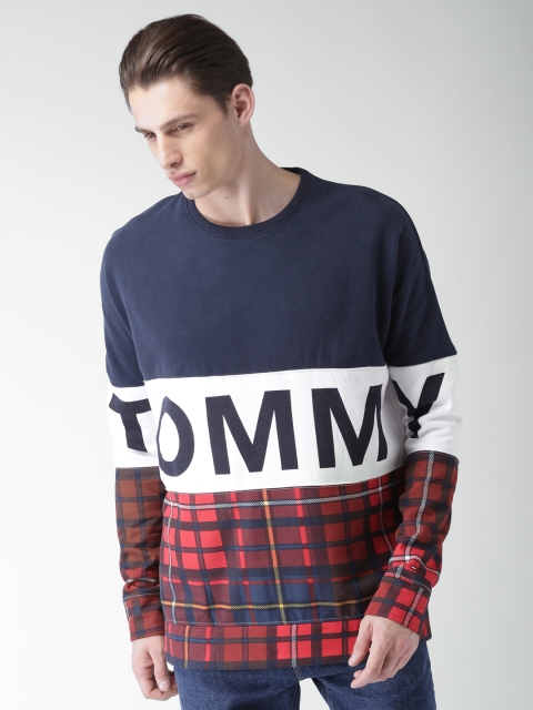 

Tommy Hilfiger Men White & Navy Blue Printed Sweatshirt