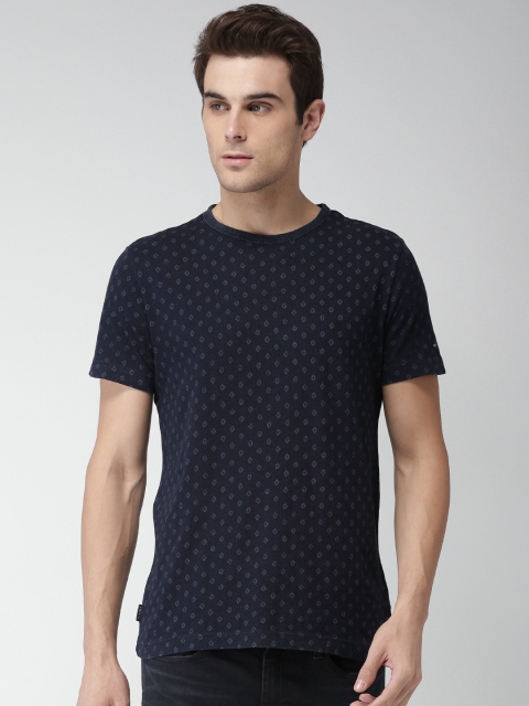 

Tommy Hilfiger Men Navy Printed Pure Cotton T-shirt, Navy blue