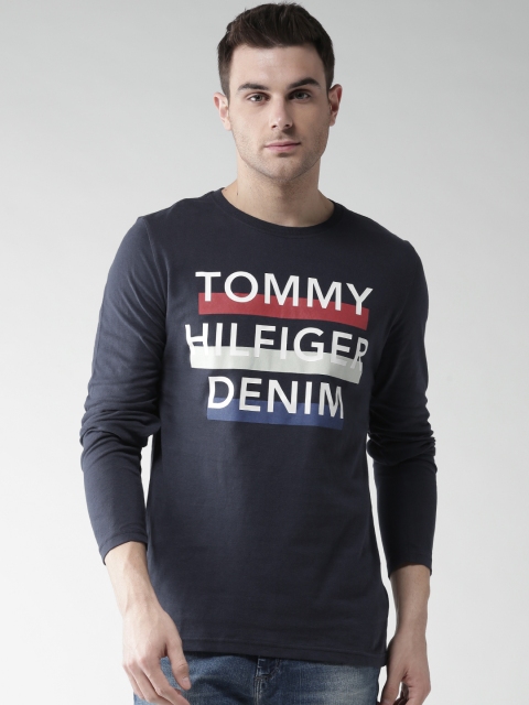 

Tommy Hilfiger Men Navy Printed T-shirt, Navy blue