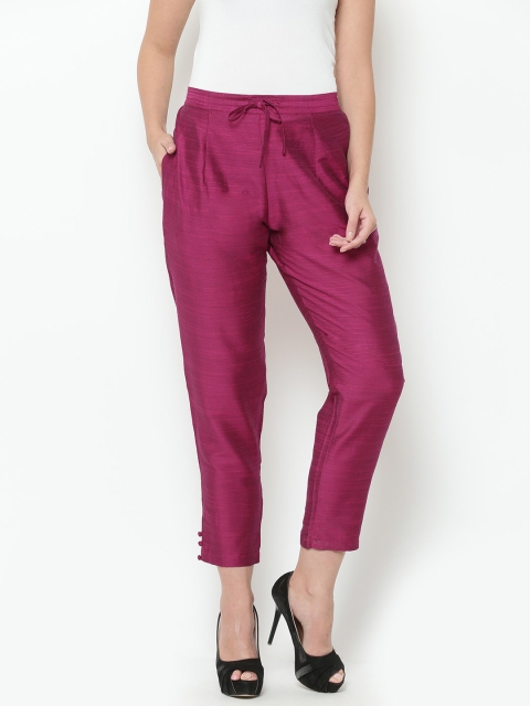 

Shree Women Magenta Solid Cropped Trousers
