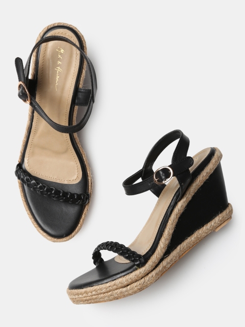 

Mast & Harbour Women Black Braided Wedges