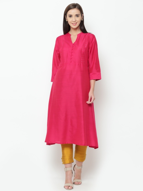 

Shree Women Pink Solid A-Line Kurta