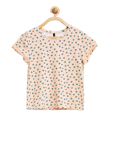 

United Colors of Benetton Girls Pink Printed Round Neck T-shirt