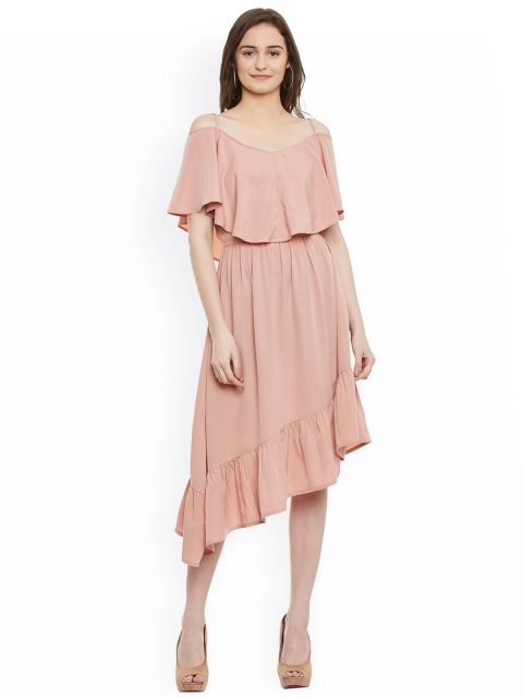 

Popnetic Women Pink Solid Fit & Flare Dress