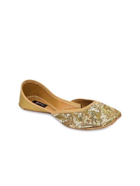 

Coral Haze Women Gold-Toned Embellished Handcrafted Mojaris