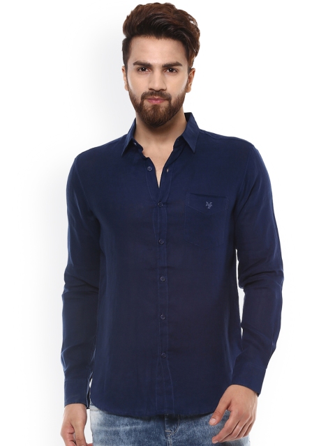 

Mufti Men Navy Blue Slim Fit Linen Casual Shirt