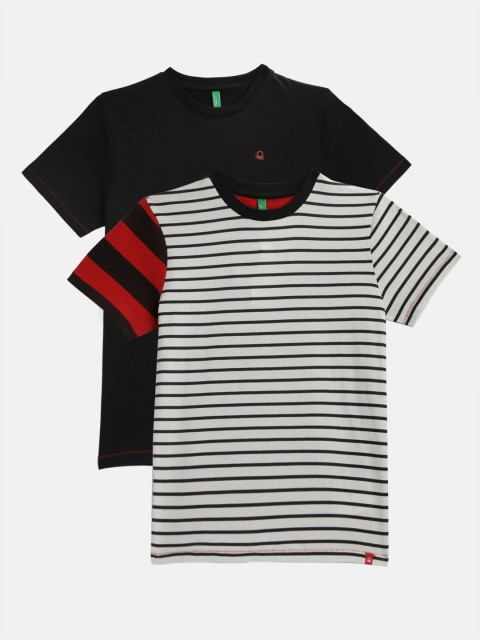 

United Colors of Benetton Boys Set Of 2 Round Neck T-shirts, Black