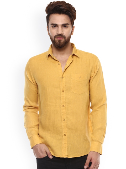 

Mufti Men Mustard Yellow Slim Fit Solid Casual Shirt