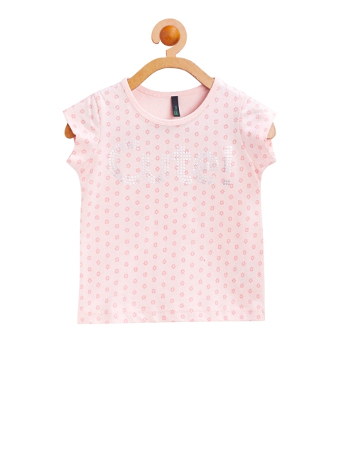 

United Colors of Benetton Girls Pink Printed Round Neck T-shirt