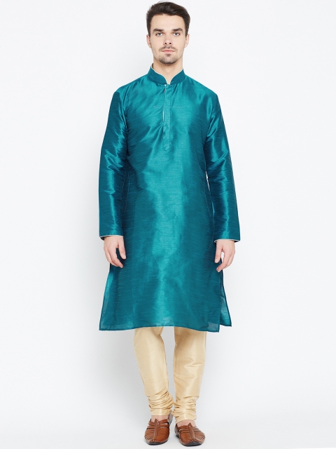 

RG DESIGNERS Men Green & Beige Solid Kurta with Pyjamas