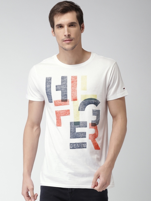 

Tommy Hilfiger Men White Printed Round Neck T-shirt