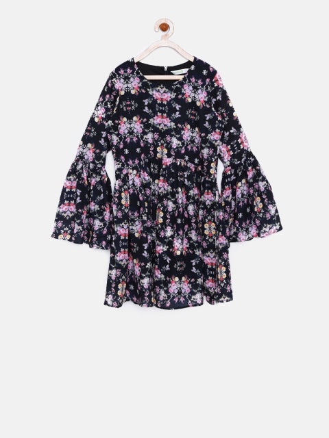 

Bossini Girls Black Printed Fit and Flare Dress