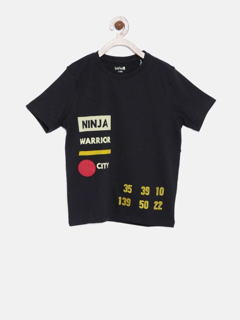 

Bossini Boys Black Printed Round Neck T-shirt