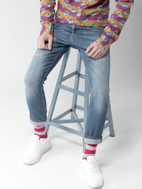 

Scotch & Soda Men Blue Mid-Rise Low Distress Stretchable Jeans