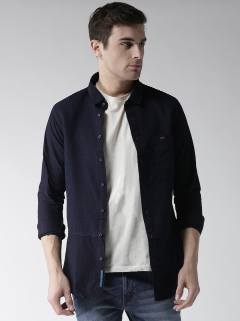 

Scotch & Soda Men Navy Self-Design Casual Shirt, Navy blue