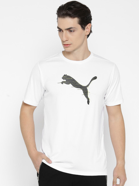 

Puma Men White Essential Cat Printed Round Neck T-shirt