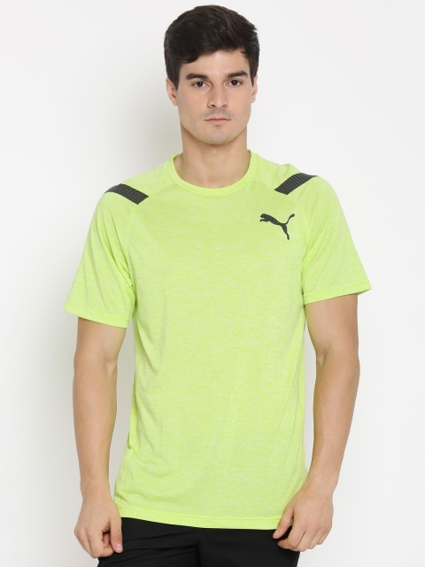 

Puma Men Lime Green Solid Round Neck Bonded Tech SS T-shirt